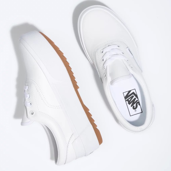 Vans Era Stacked Leather Platform Sneakers: White - Picture 3 of 15